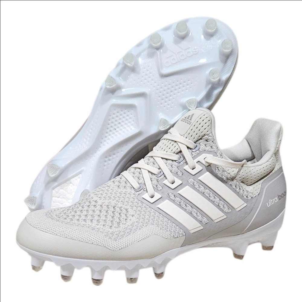 adidas Men's White Light Gray Ultra Boost Athletic Cleats